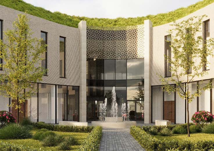 Geometric screen design filtering natural light into interior spaces